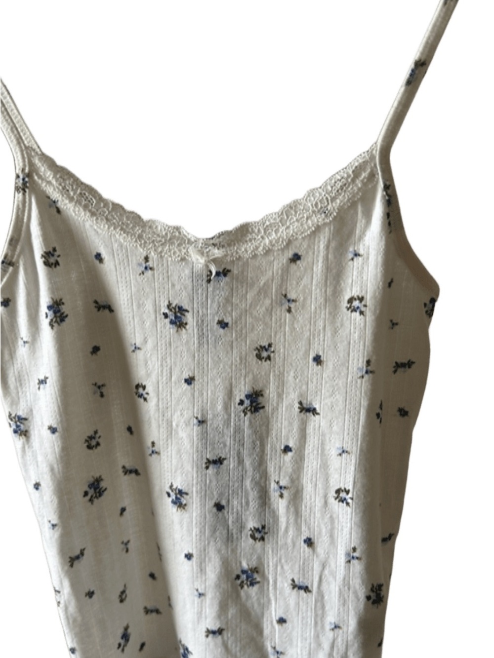 NWT wild fable XS Ivory Floral Lace-Trim Cami with Blue Blossoms